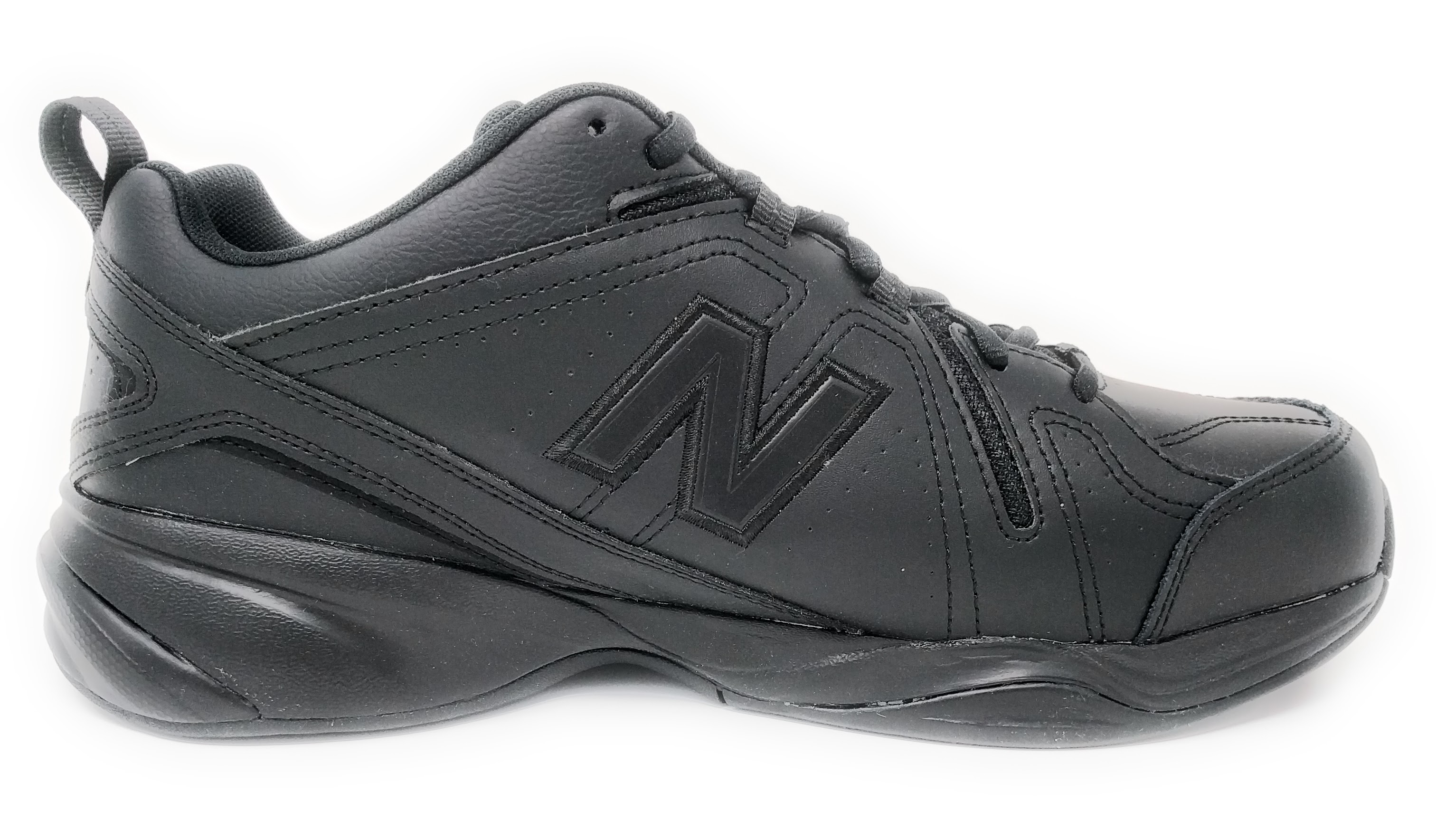 New Balance Men\u0027s Black Leather Lace Up Training Sneaker 4E Width